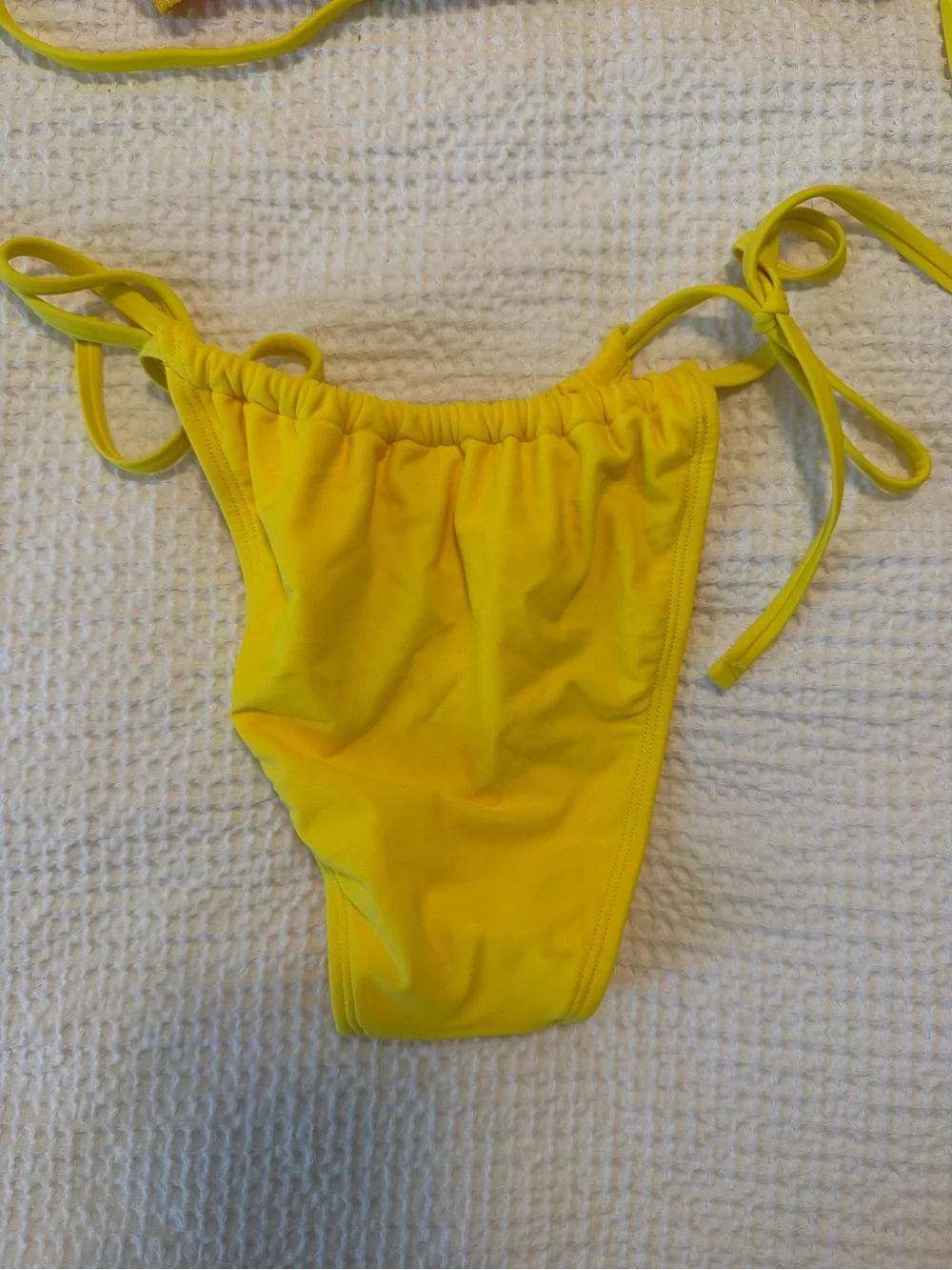 wild fable Yellow and Pink Smocked Bandeau Bikini